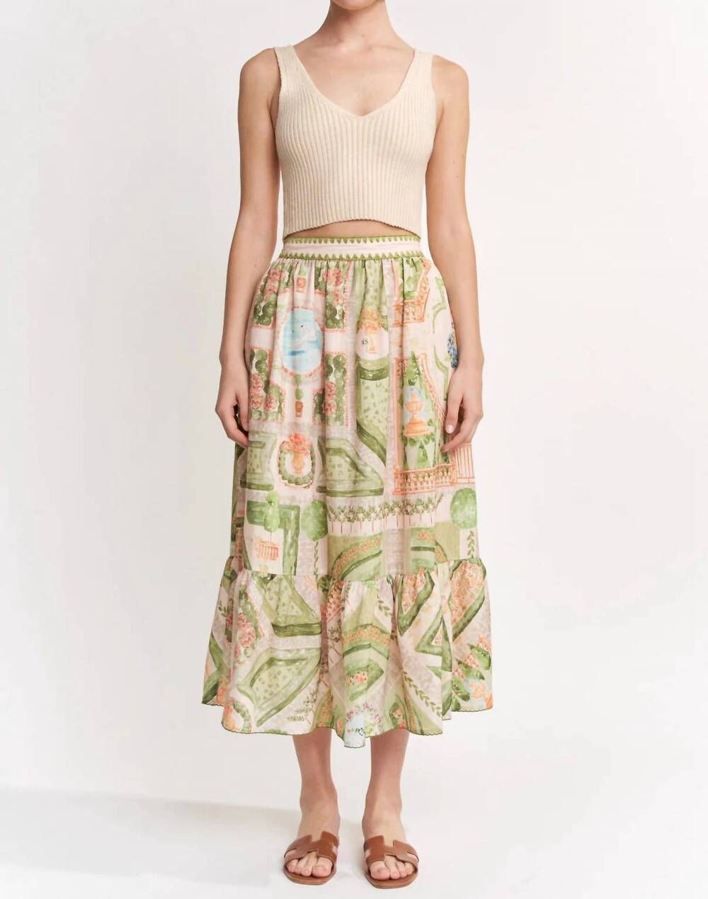 NEW EN SAISON sariyah midi skirt in beige